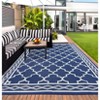 Outdoor Modern Erasable Carpet for Garden Backyard Portable Lightweight Plastic Straw Rug for Camping Stripe Plaid Picnic Mat - 3 of 4