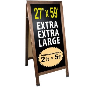 Excello Global Products Extra Large Sandwich Board Chalkboard Sign: 59"x27" Double Sided, Standing Sign A-Frame (Brown) - 1 of 4