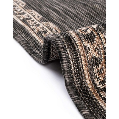 Charcoal Gray Synthetic 5' x 8' Easy-Care Outdoor Rug
