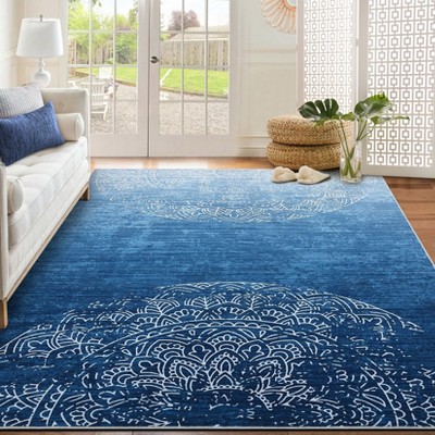Washable Rug, Modern Abstract Area Rug Medallion Pattern Rugs, Stain Resistant Non-Slip Living Room Bedroom Area Rug