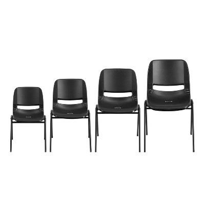 ErgoKids 440 lb Capacity Black Metal Stack Chair for Preschool