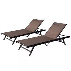 2pk Outdoor Aluminum Adjustable Chaise Lounge Chairs - Crestlive Products
