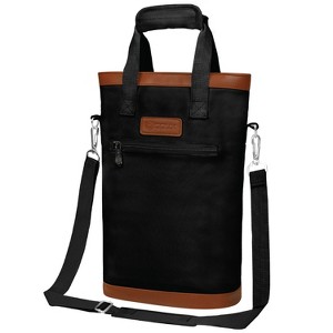 OPUX Two Bottle Wine Bag Carrier Tote, Insulated Leakproof Cooler Travel BYOB Picnic, Gift Men Women Birthday Christmas - 1 of 4