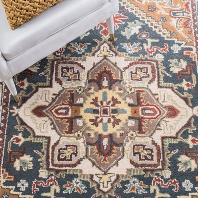 Handmade Round Tufted Dark Green Wool Area Rug