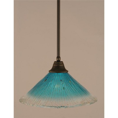 Toltec Lighting Any 1 - Light Pendant in  Dark Granite with 16" Teal Crystal Shade