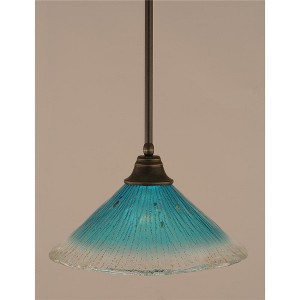 Toltec Lighting Any 1 - Light Pendant in  Dark Granite with 16" Teal Crystal Shade - 1 of 1
