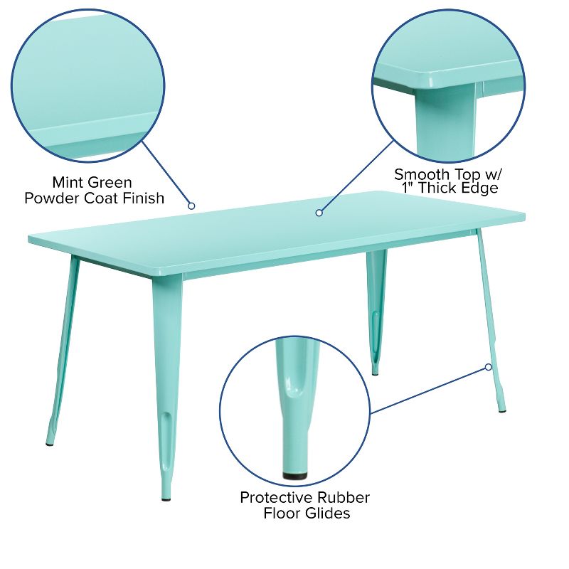 Flash Furniture Commercial Grade 31.5" x 63" Rectangular Metal Indoor-Outdoor Table, 3 of 8