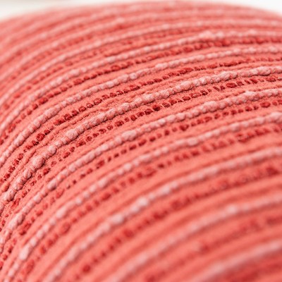 Coral Pink Striped Cotton Viscose Lumbar Pillow 14" x 26"