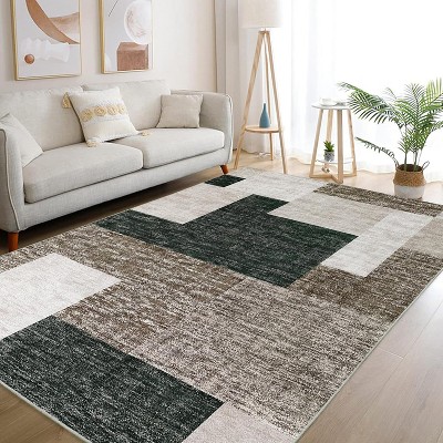 4x6 Rug Machine Washable Area Rugs for Bedroom Living Room Geomeetric Dining Room Throw Carpet Non Slip Low Pile Small Area Rugs Soft Throw Mats