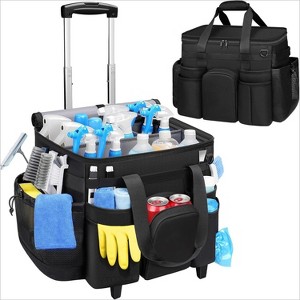 Extra Large Rolling Cleaning Caddy with Wheels, Water Resistant Cleaning Supplies Organizer with Detachable Trolley for Kitchen - 1 of 4