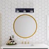Dewdrop Modern 3-Light Vanity Light, Black Metal Wall Fixture with Cube Glass Shades - 3 of 4