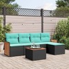 vidaXL 6 Piece Patio Sofa Set with Cushions Black Poly Rattan - 2 of 4
