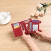 Clotth Small Wallets for Women - RFID Blocking Leather Bifold Double Zipper Wallet,Card Case Purse with 2 ID Windows - 2 of 4