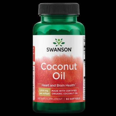 Swanson Coconut Oil Made with Certified Organic Coconut Oil 1,000 mg 60 Softgels.