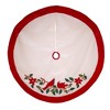 Kurt Adler 48" Velvet Red and White with Cardinals Applique Tree skirt - 2 of 4
