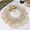 Aoibox Round Pressed Vinyl Metallic Flower Place Mats Set of 6, Heat Resistant Dining Table Mats for Wedding Party Kitchen Decorations - 2 of 4
