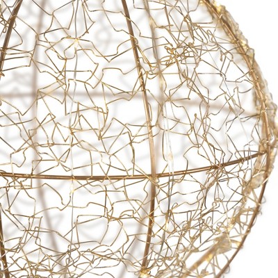 12" Gold Wire Ball with LED Twinkle Lights
