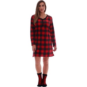 Just Love Womens Ultra-Soft Sleep Shirt Nightgown with Matching Fuzzy Socks - 1 of 3