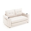 TiramisuBest Loveseat Sofa with Chaise Lounge, L-Shaped Modular Convertible Sleeper Sectional, Corduroy Upholstered Pull-Out Bed(Black) - 4 of 4