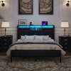 VECELO Twin/Full/Queen Size Metal Bed Frame with Wooden Headboard & Footboard, Solid Platform Bed with Storage, LED Light & Charging Station, Black - 4 of 4