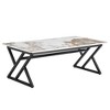 GlasFlength Rectangle Modern Coffee Tables, Center Table with Sleek Minimalist Design for Living Room Decor, Multicolored,47”*23.6”*16.8" - 3 of 4