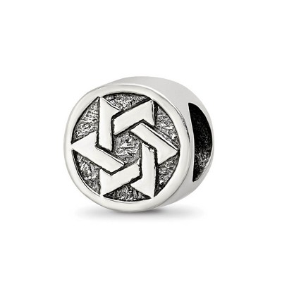 Black Bow Jewelry Sterling Silver Star of David Round Bead Charm