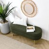 Sapphtopaz Pleated Fabric Ottoman with Storage, Upholstered Oval Ottoman Bench with Rubber Wood Legs, Multi-Functional Footstool or Seat - 2 of 4