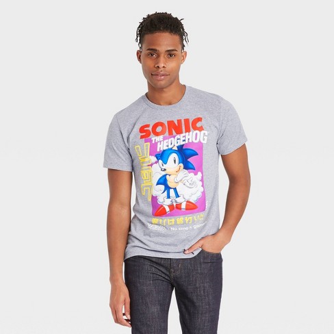 Men S Sonic The Hedgehog Short Sleeve Graphic T Shirt Gray M Target - sonic the hedgehog pants roblox
