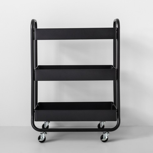 wide metal cart with wheels black made by design target farmhouse kitchen island seating