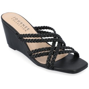 Journee Collection Womens Baylen Braided Strap Slip On Wedge Sandals - 1 of 4