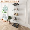 ORRD Modern Glass Display Cabinet with LED Lights, Tempered Glass Bookshelf with 4 Shelves & Wheels, Quick Assembly Antique Cabine,Black - 2 of 4