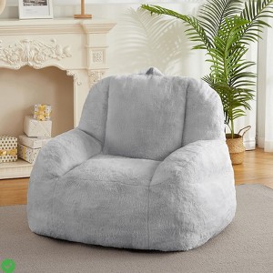 Giant Bean Bag Chair Faux Fur Stuffed Bean Bag Couch with Filler Bean Bag Chair for Adults Big Lazy Sofa Floor Sofa with Handle - 1 of 4