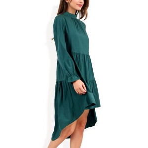 Anna-Kaci Women's High Neck Tiered Swing Dress with Long Sleeves for Casual Looks - 1 of 4