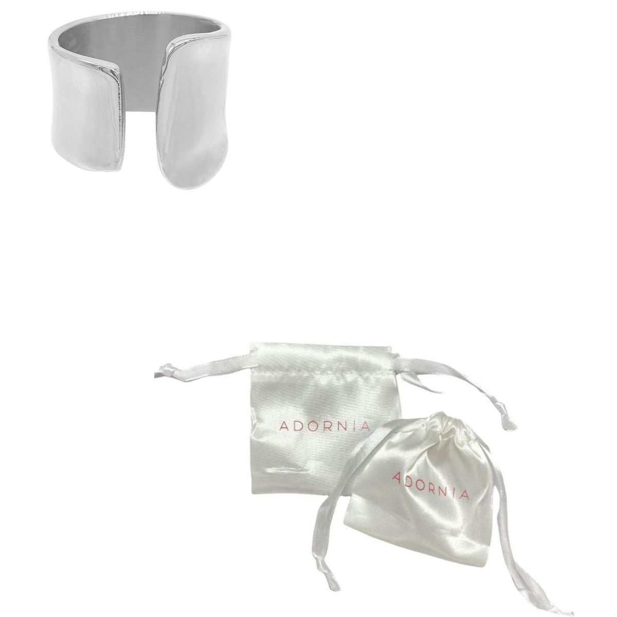 Adornia Rhodium Plated Tall Open Band Ring - thumbnail 3