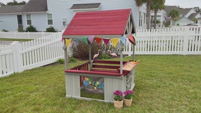 Cedar Wood Kids Outdoor Playhouse with Sandbox and Tic Tac Toe