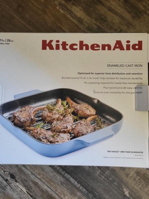 Kitchenaid 11 Enameled Cast Iron Square Grill And Roasting Pan