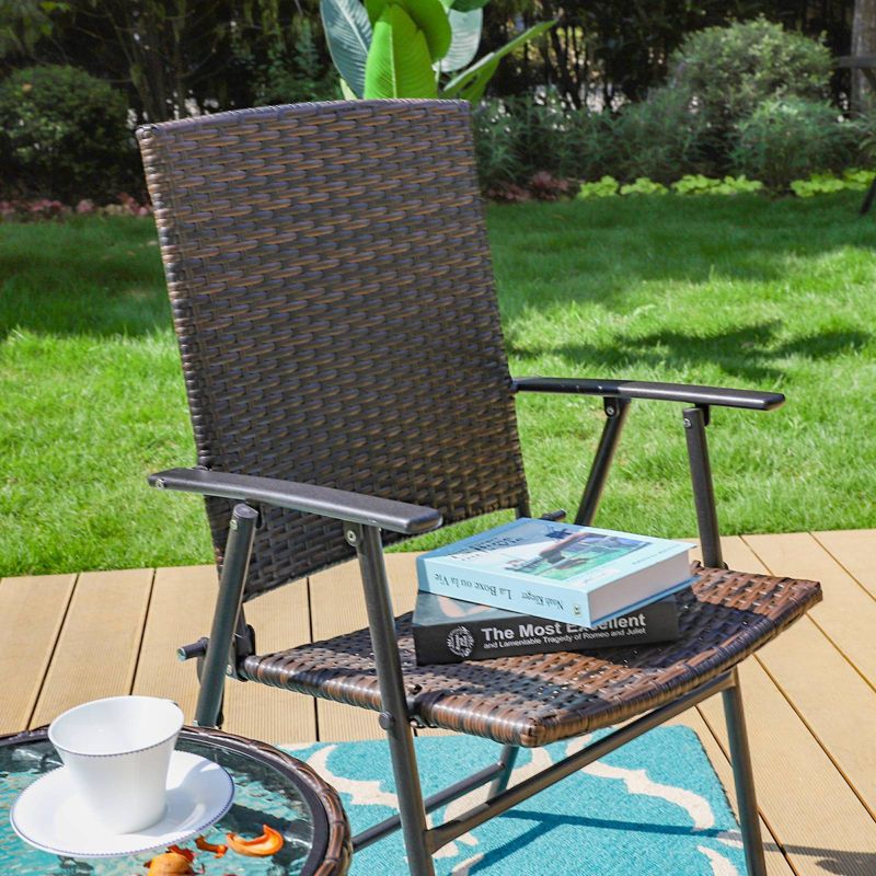2pk Outdoor Rattan Arm Chairs with Steel Frames - Captiva Designs, 3 of 10