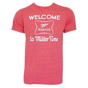 Adult Miller High Life Retro Brand Welcome To Miller Time Red Tee Shirt - 1 of 2