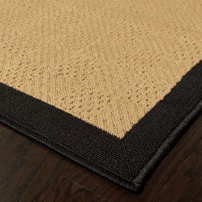 Black and Beige Synthetic Easy Care Rectangular Area Rug