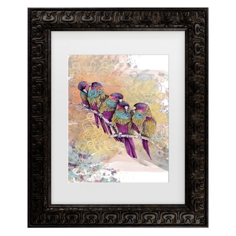 Trademark Fine Art - The Tangled Peacock Purple Parrots Matted Framed Art - image 1 of 4