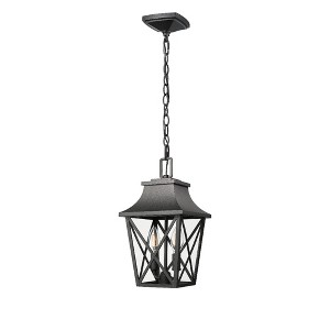 Syemin Outdoor Wall Light, Pole Lantern Lighting Fixture with Pier Mount Base Hard Wired, Black, 7.75"*7.75"*19.80" - 1 of 4