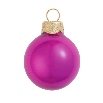 Northlight Pearl Finish Glass Christmas Ball Ornament - 7" (180mm) - Raspberry Pink