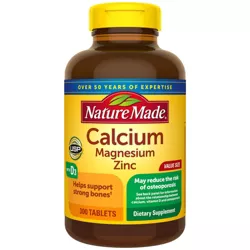 Nature Made Magnesium and Zinc with Vitamin D3, Calcium Supplement for Bone Support Tablets - 300ct