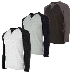 DARESAY Men's Thermal Crew Long Sleeve Henley Tops Base Layer Shirt, Pack of 3 - 1 of 4