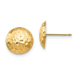 Black Bow Jewelry 9mm Hammered Puffed Round Post Earrings in 14k Yellow Gold - 1 of 4