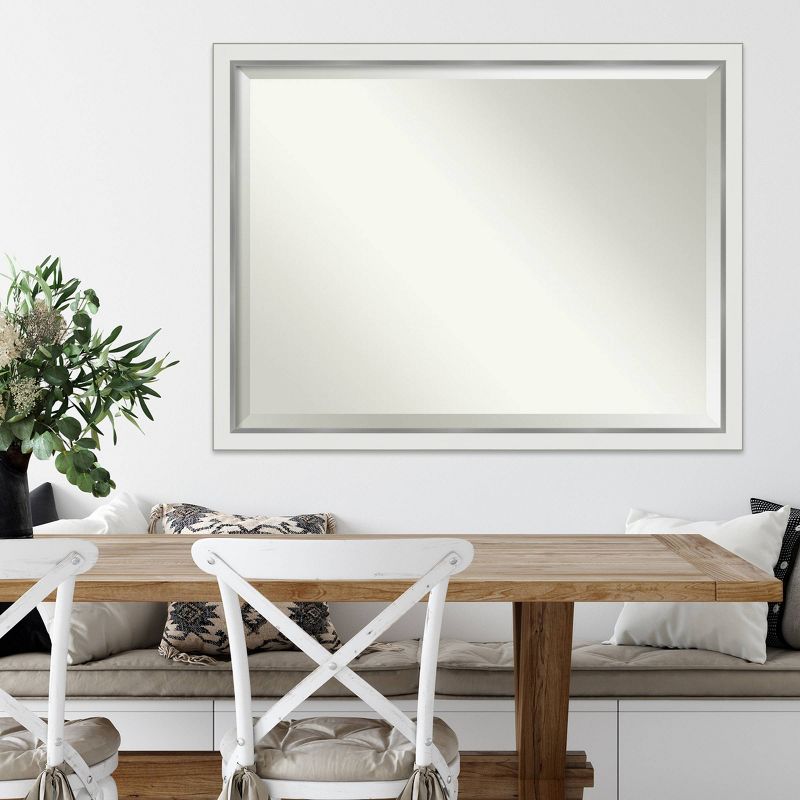 43&#34; x 33&#34; Eva White Narrow Framed Wall Mirror Silver - Amanti Art, 6 of 9