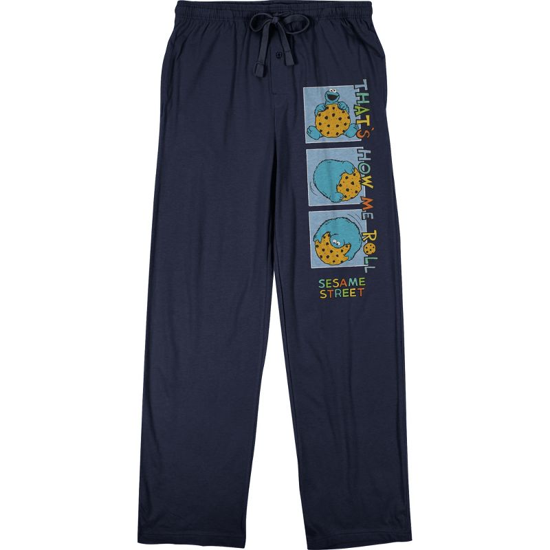 Sesame Street That's How Me Roll Men's Navy Sleep Pajama Pants, 1 of 4
