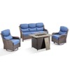 Gymojoy 4 Pieces Outdoor 6 Inch Sofa Swivel Chair with Fire Pit Table - 3 of 4