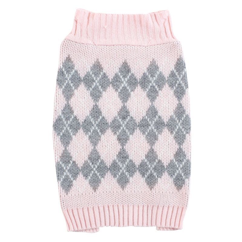 Luvable Friends Dogs and Cats Knit Pet Sweater, Pink Argyle, 4 of 6