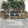 SKRAN New Comming Outdoor Patio Brown PE Wicker Sofa Set   with Grey Cushion for Backyard Poolside Garden - 4 of 4